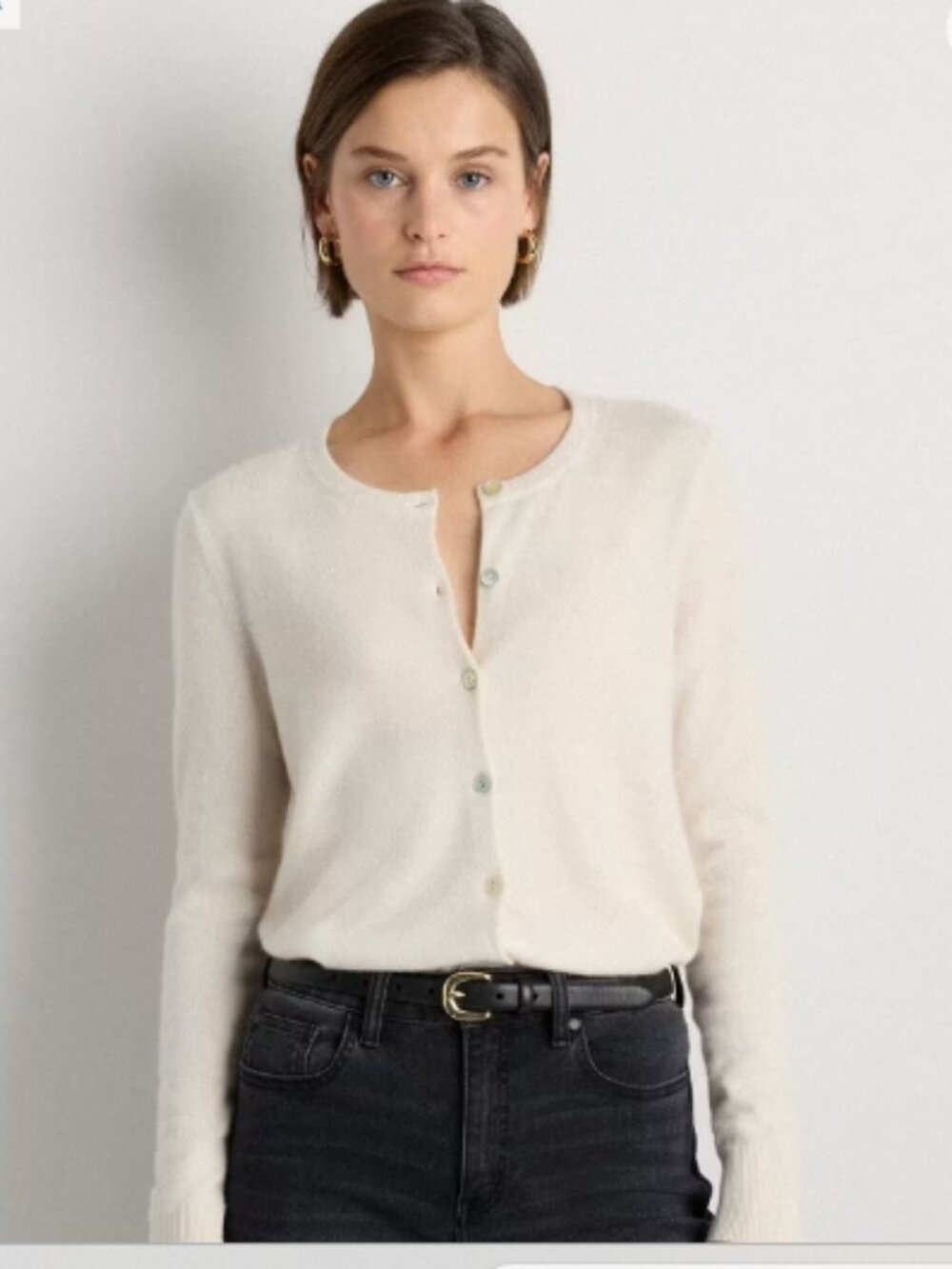 NWT $110 Quince 100% Mongolian Cashmere Cardigan Sweater Ivory Medium